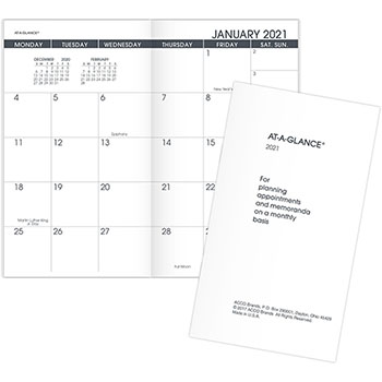 3-3/4" x 6-3/4" AT-A-GLANCE Daily/Monthly Planner Refill 2021 471-225-21