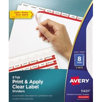 12-Tab Binder Dividers 5 Sets White Tabs Easy Print & Apply Clear Label Strip Index Maker 