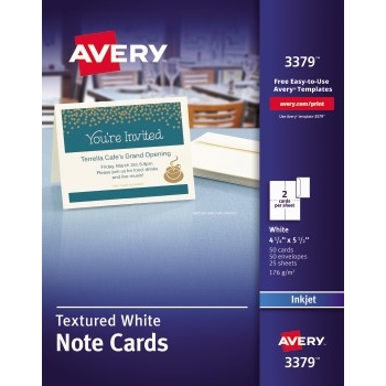 Avery Note Cards, Uncoated, Matte, Two-Sided Printing, 4 1/4" 5 1/2", 50/BX with Envelopes - WB Mason