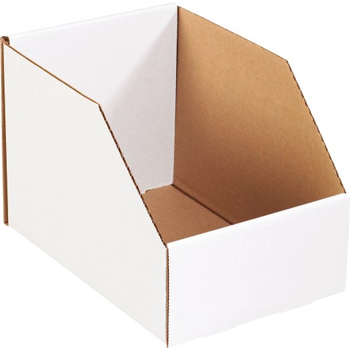 25/Bundle" White 12"" x 12"" x 8"" "Jumbo Open Top Bin Boxes 