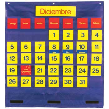 Learning Resources Bilingual Monthly Calendar Pocket Chart Wb Mason wb mason
