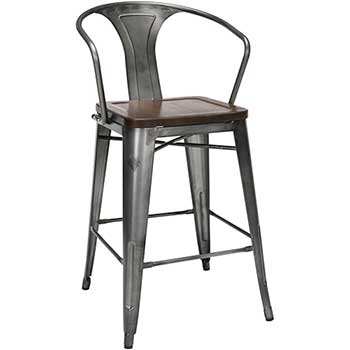 galvanized bar stools with wood seat