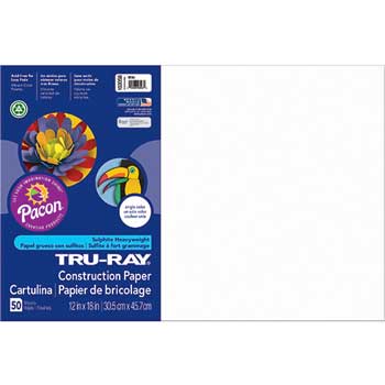 Pacon Tru-Ray Sulphite Construction Paper Pack of 50 9x12" White 
