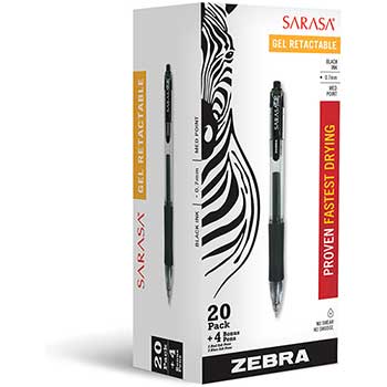 Zebra Sarasa 0.7mm Medium Pt 3 Pens with 3 Packs of Refills Black Gel Ink