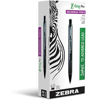 Zebra Z-Grip Mechanical Pencil Pack of 5 0.5mm 12 Pentel 0.5mm HB Leads 