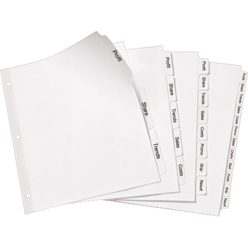 Avery Print & Apply Clear Label Dividers, Index Maker® Easy Apply™  Printable Label Strip, 3 White Tabs, 5 ST/PK - WB Mason
