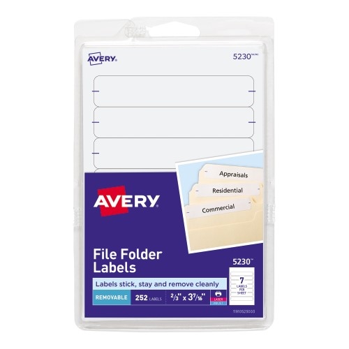 Removable File Folder Labels Removable Adhesive 1 3 Cut 252 Pk Wb Mason