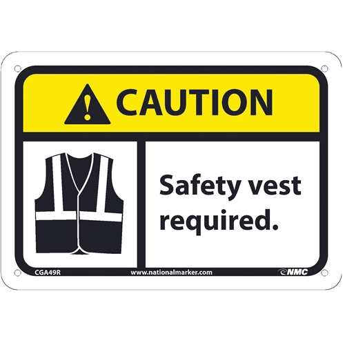 Black On Yellow 14 Width x 10 Height Rigid Plastic NMC C395RB OSHA Sign,Caution Personal Protective Equipment Required Beyond This Point