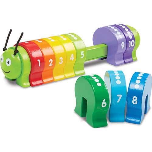 Melissa & Doug Counting Caterpillar Classic Wooden Toy With 10 Colourful Numbe for sale online 