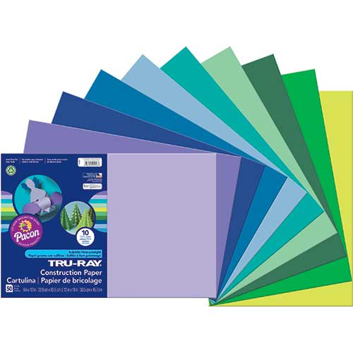 76 Lbs 50 Sheets/Pack Pacon Tru-Ray Construction Paper 9 X 12 Assorted Primary 