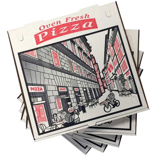 50/CS 10x10x2-Inch Corrugated Pizza Boxes with Print SafePro COR10 