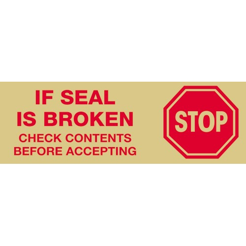 6 Rolls Stop Sign Packing Tape If Seal Is Broken 2 Mil x 3/" x 110 Yds