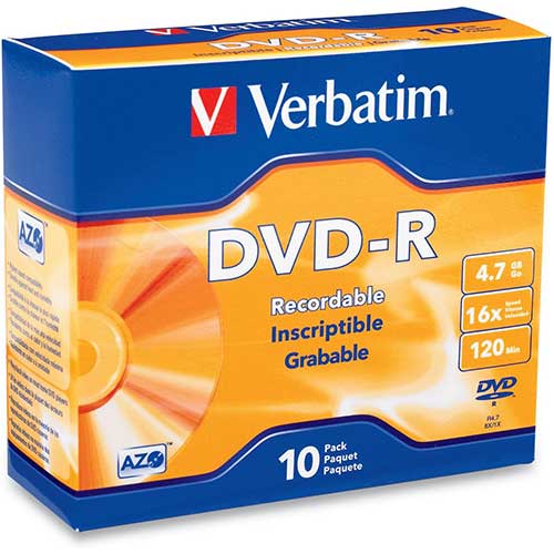 Verbatim Dvd R Discs 4 7gb 16x W Slim Jewel Cases 10 Pack Wb Mason