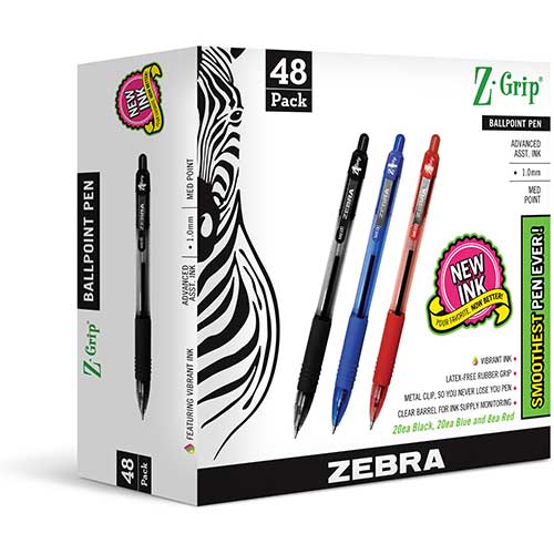Z-Grip Retractable Ballpoint Pen 1.0mm 1 Set of 48 Pieces Medium Point Black Ink 