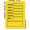 Kleer-Bak Stock Sticker, Yellow, Form #400, 100/BX