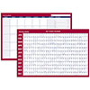 Horizontal Erasable Wall Planner, 36" x 24", White/Red, 2022