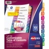 Customizable Table of Contents Dividers, Printable, Preprinted 1-10 Multicolor Tabs, 6 ST/PK
