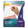 Print & Apply Clear Label Dividers, Index Maker® Easy Apply™ Printable Label Strip, 8 White Tabs