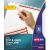Print & Apply Clear Label Dividers, Index Maker® Easy Apply™ Printable Label Strip, 8 White Tabs, 5 ST/PK