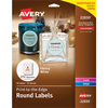 Round Labels, Print to the Edge, True Print® Permanent Adhesive, Glossy, 2 1/2", 90/PK
