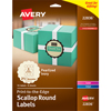 Round Labels, Permanent Adhesive, Pearlized Ivory, Scallop Edge, 2 1/2", 72/PK