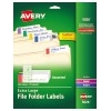 Extra-Large File Folder Labels, Permanent Adhesive, Assorted Colors, 15/16" x 3 7/16", 450/PK