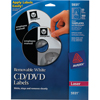 Removable CD Labels, Print to the Edge, Removable Adhesive, 50 Disc Labels and 100 Spine Labels/PK