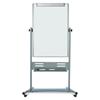 Magnetic Reversible Mobile Easel, Vertical Orientation, 35.4" x 47.2" Board, 80" Tall Easel, White/Silver