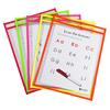 Reusable Dry Erase Pockets, 9 x 12, Assorted Neon Colors, 10/Pack