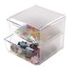 Stackable Cube Organizer, 2 Drawer with Clip, 6" x 6" x 7 1/4", Clear