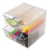Stackable Cube Organizer, 4 Drawer with Clip, 6" x 6" x 7 1/4", Clear