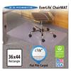 EverLife Chair Mats For Flat Pile Carpet, Rectangular, 36 x 44, Clear