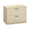 Brigade 600 Series Lateral File, 2 Drawers, Polished Aluminum Pull, 36"W x 18"D x 28-3/8"H, Putty Finish
