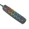 SmartSockets Color-Coded Strip Surge Protector, 6 Outlets, 8ft Cord, 1260 Joules