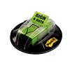 Message Flags, "Sign and Date," Bright Green, 1 in Wide, 200/Desk Grip Dispenser, 1 Dispenser/Pack