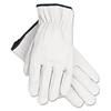 Grain Goatskin Driver Gloves, White, Large