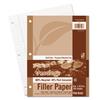 Ecology Filler Paper, Wide Rule, 3-Hole Punched, 8" x 10.5", White, 150 Sheets/Pack