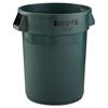 Round Brute Container, Plastic, 32 gal, Dark Green