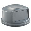 Round Brute Dome Top Receptacle, Push Door, 24-13/16 x 12-5/8, 44 Gal., Gray