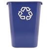 Large Deskside Recycle Container w/Symbol, Rectangular, Plastic, 41.25qt, Blue