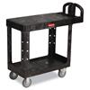 Heavy Duty 2-Shelf Utility/Service Cart, Small, Flat Shelves, Ergonomic Handle, 500 lbs. Capacity