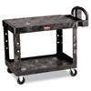 Heavy Duty 2-Shelf Utility/Service Cart, Medium, Flat Shelves, Ergonomic Handle, 500 lbs. Capacity, Black