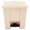 Indoor Utility Step-On Waste Container, Square, Plastic, 8gal, Beige