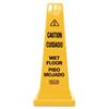 Heavy-Duty Multilingual Caution Wet Floor Safety Cone, Tall/Durable, 25 inch, Yellow