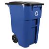 Brute Rollout Container, Square, Plastic, 50 gal, Blue