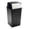 Reflections Fire-Safe Push Top Receptacle, Square, Steel, 36gal, Black/Chrome