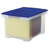 Plastic File Tote Storage Box, Letter/Legal, Snap-On Lid, Clear/Blue