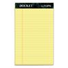 Docket Perforated Pads, Junior Legal Ruled, 5" x 8", Canary Yellow Paper, 50 Sheets/Pad, 12 Pads