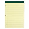 3-Hole Punched Double Docket Writing Pad, Ruled, 8.5" x 11.75", Canary Yellow Paper, 100 Sheets