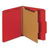 Bright Colored Pressboard Classification Folders, 1 Divider, Letter Size, Ruby Red, 10/Box